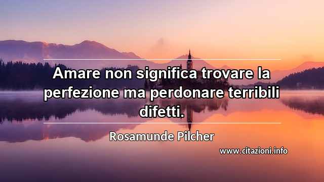 “Amare non significa trovare la perfezione ma perdonare terribili difetti.”