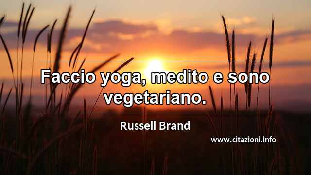 “Faccio yoga, medito e sono vegetariano.”