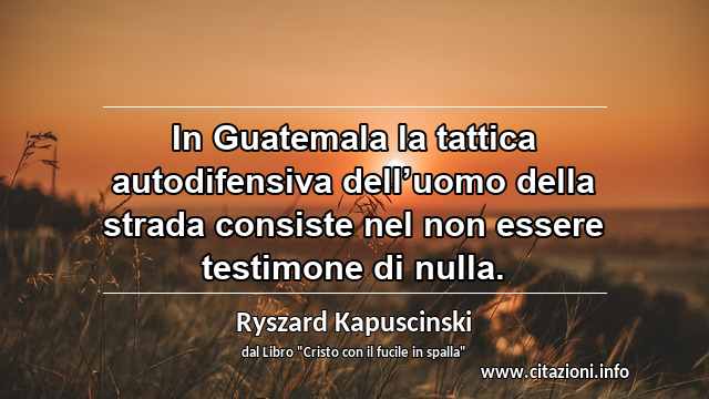 “In Guatemala la tattica autodifensiva dell’uomo della strada consiste nel non essere testimone di nulla.”