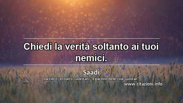 “Chiedi la verità soltanto ai tuoi nemici.”