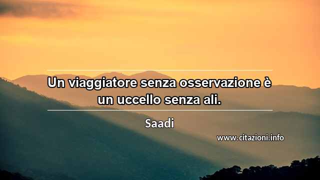 “Un viaggiatore senza osservazione è un uccello senza ali.”