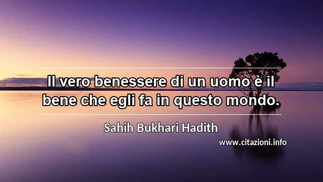 “Il vero benessere di un uomo è il bene che egli fa in questo mondo.”