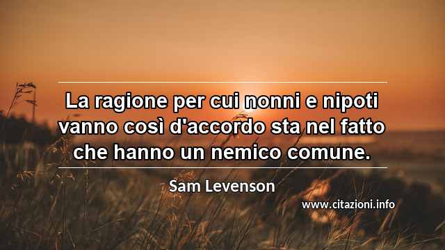 “La ragione per cui nonni e nipoti vanno così d'accordo sta nel fatto che hanno un nemico comune.”