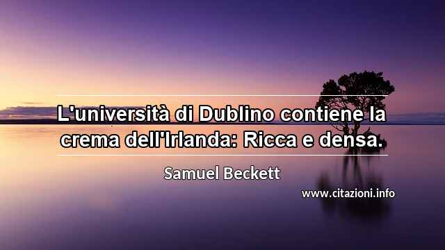 “L'università di Dublino contiene la crema dell'Irlanda: Ricca e densa.”