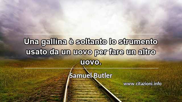 “Una gallina è soltanto lo strumento usato da un uovo per fare un altro uovo.”
