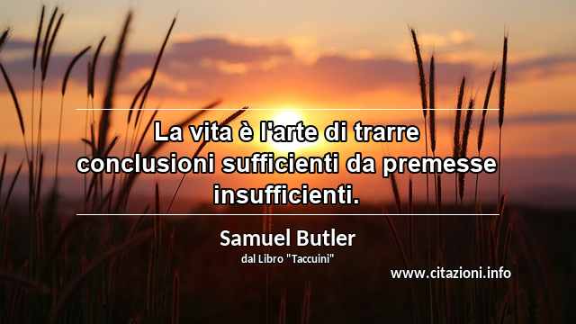“La vita è l'arte di trarre conclusioni sufficienti da premesse insufficienti.”