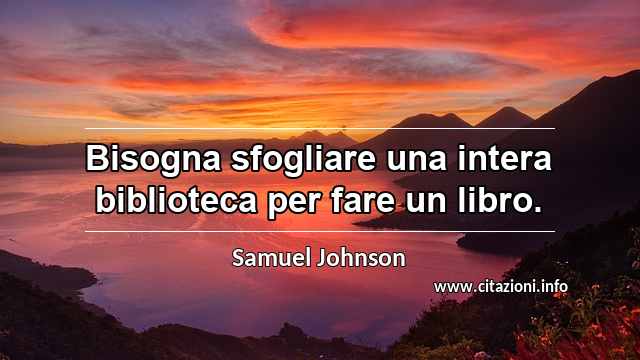 “Bisogna sfogliare una intera biblioteca per fare un libro.”