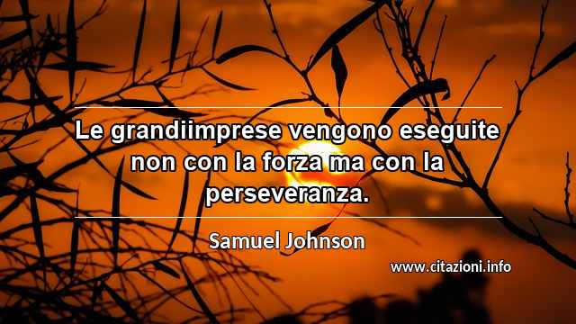 “Le grandiimprese vengono eseguite non con la forza ma con la perseveranza.”