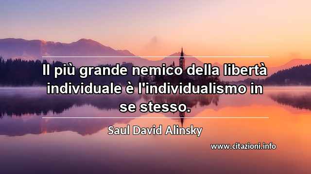 “Il più grande nemico della libertà individuale è l'individualismo in se stesso.”