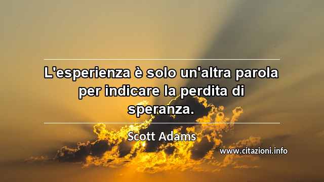 “L'esperienza è solo un'altra parola per indicare la perdita di speranza.”