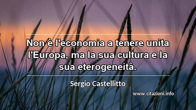 “Non è l'economia a tenere unita l'Europa, ma la sua cultura e la sua eterogeneità.”