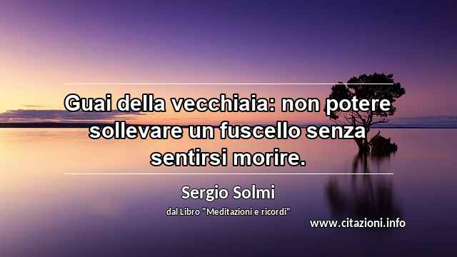 “Guai della vecchiaia: non potere sollevare un fuscello senza sentirsi morire.”