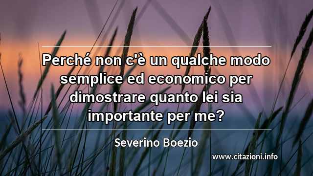 “Perché non c'è un qualche modo semplice ed economico per dimostrare quanto lei sia importante per me?”