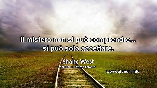 “Il mistero non si può comprendre... si può solo accettare.”