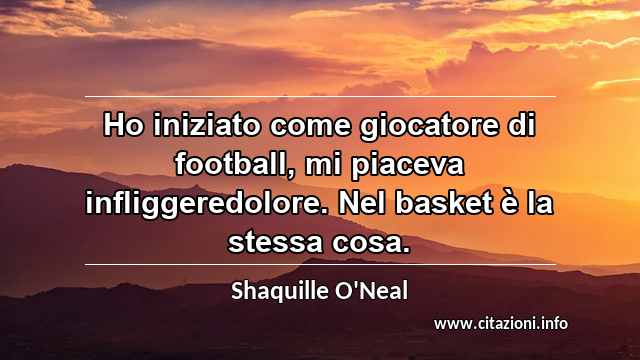 “Ho iniziato come giocatore di football, mi piaceva infliggeredolore. Nel basket è la stessa cosa.”