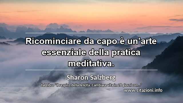 “Ricominciare da capo è un’arte essenziale della pratica meditativa.”