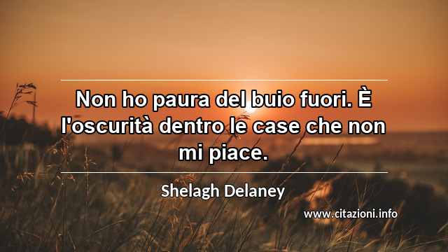 “Non ho paura del buio fuori. È l'oscurità dentro le case che non mi piace.”