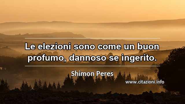 “Le elezioni sono come un buon profumo, dannoso se ingerito.”
