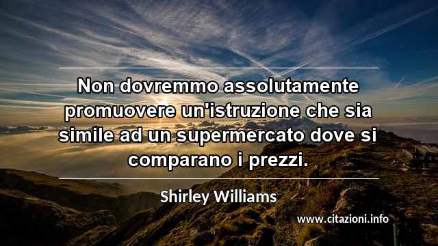 “Non dovremmo assolutamente promuovere un'istruzione che sia simile ad un supermercato dove si comparano i prezzi.”