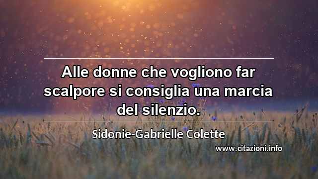 “Alle donne che vogliono far scalpore si consiglia una marcia del silenzio.”