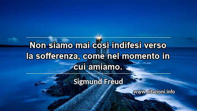 “Non siamo mai così indifesi verso la sofferenza, come nel momento in cui amiamo.”