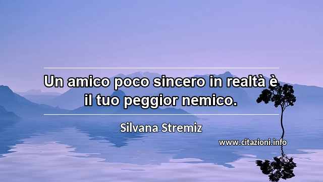 “Un amico poco sincero in realtà è il tuo peggior nemico.”