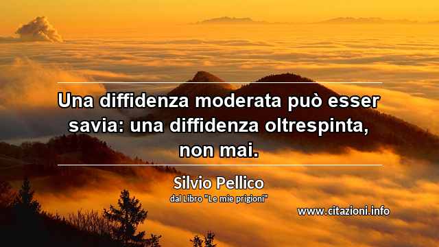 “Una diffidenza moderata può esser savia: una diffidenza oltrespinta, non mai.”