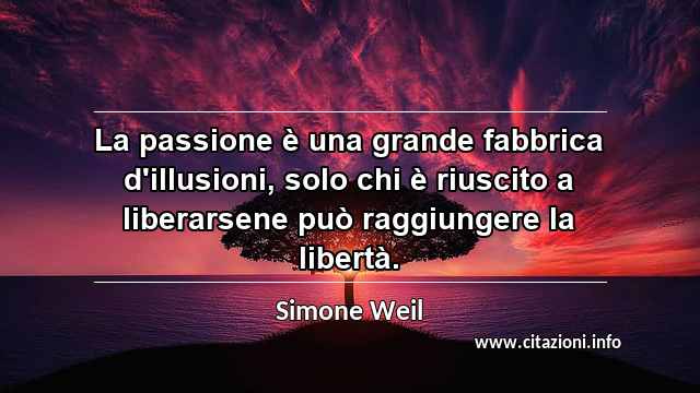 “La passione è una grande fabbrica d'illusioni, solo chi è riuscito a liberarsene può raggiungere la libertà.”