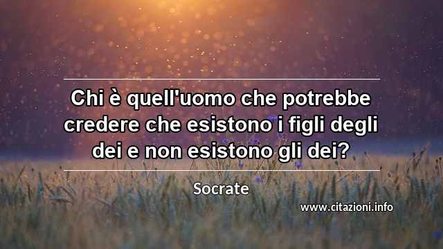 “Chi è quell'uomo che potrebbe credere che esistono i figli degli dei e non esistono gli dei?”