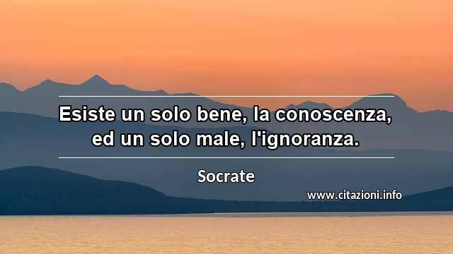 “Esiste un solo bene, la conoscenza, ed un solo male, l'ignoranza.”