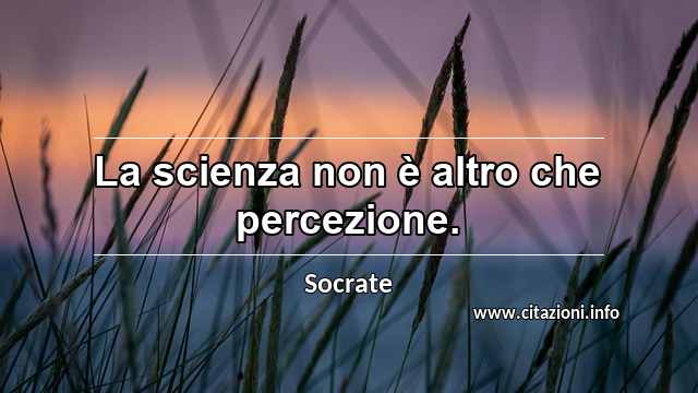“La scienza non è altro che percezione.”