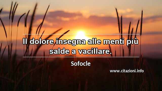 “Il dolore insegna alle menti più salde a vacillare.”