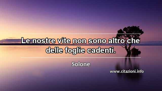 “Le nostre vite non sono altro che delle foglie cadenti.”
