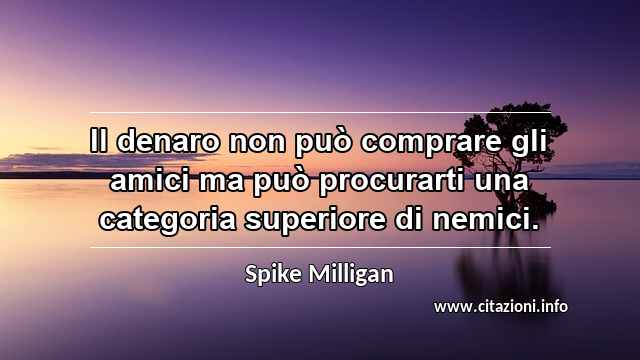 “Il denaro non può comprare gli amici ma può procurarti una categoria superiore di nemici.”