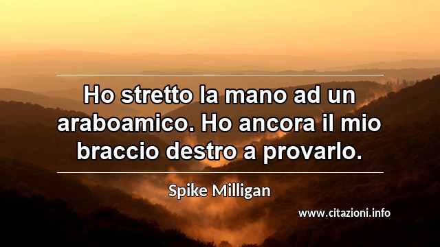 “Ho stretto la mano ad un araboamico. Ho ancora il mio braccio destro a provarlo.”
