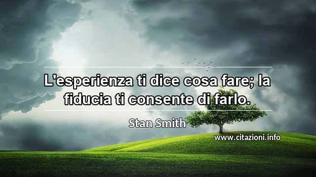 “L'esperienza ti dice cosa fare; la fiducia ti consente di farlo.”