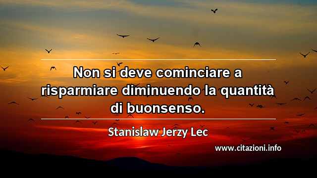 “Non si deve cominciare a risparmiare diminuendo la quantità di buonsenso.”