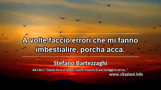 “A volte faccio errori che mi fanno imbestialire, porcha acca.”