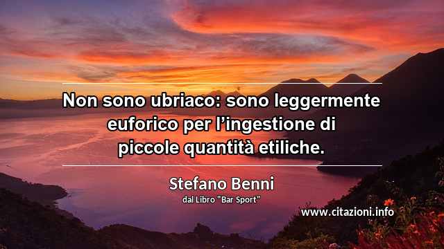 “Non sono ubriaco: sono leggermente euforico per l’ingestione di piccole quantità etiliche.”