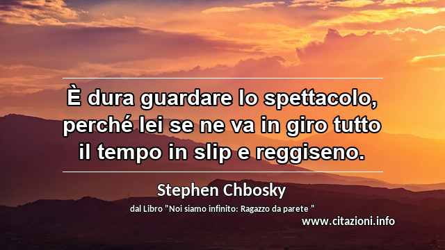 “È dura guardare lo spettacolo, perché lei se ne va in giro tutto il tempo in slip e reggiseno.”