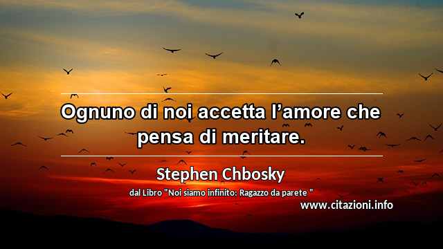 “Ognuno di noi accetta l’amore che pensa di meritare.”