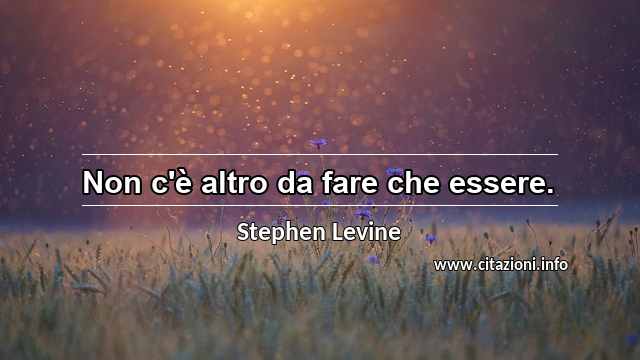 “Non c'è altro da fare che essere.”