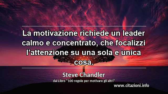 “La motivazione richiede un leader calmo e concentrato, che focalizzi l’attenzione su una sola e unica cosa.”