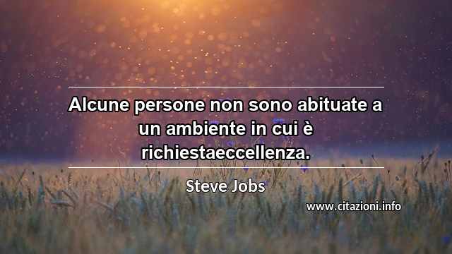 “Alcune persone non sono abituate a un ambiente in cui è richiestaeccellenza.”