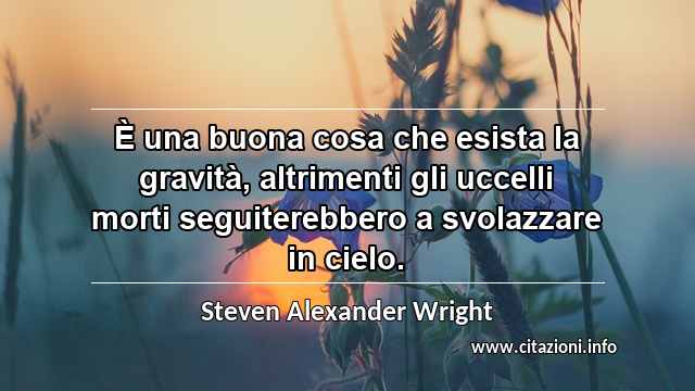 “È una buona cosa che esista la gravità, altrimenti gli uccelli morti seguiterebbero a svolazzare in cielo.”