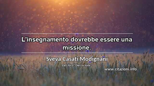 “L'insegnamento dovrebbe essere una missione.”