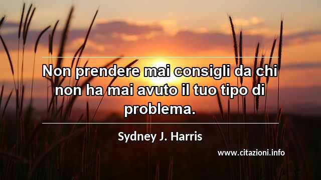 “Non prendere mai consigli da chi non ha mai avuto il tuo tipo di problema.”