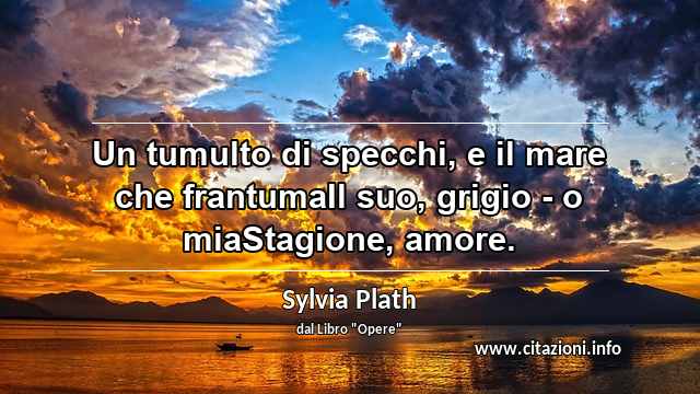 “Un tumulto di specchi, e il mare che frantumaIl suo, grigio - o miaStagione, amore.”