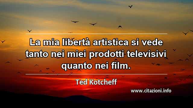 “La mia libertà artistica si vede tanto nei miei prodotti televisivi quanto nei film.”