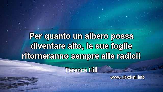 “Per quanto un albero possa diventare alto, le sue foglie ritorneranno sempre alle radici!”